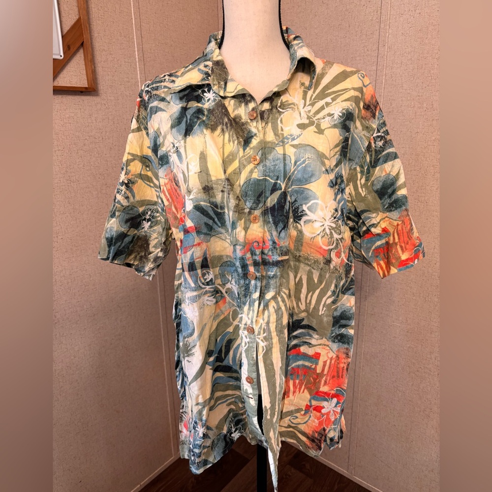 The Territory Ahead Multicolor Tropical Men's Shirt 100% cotton button down